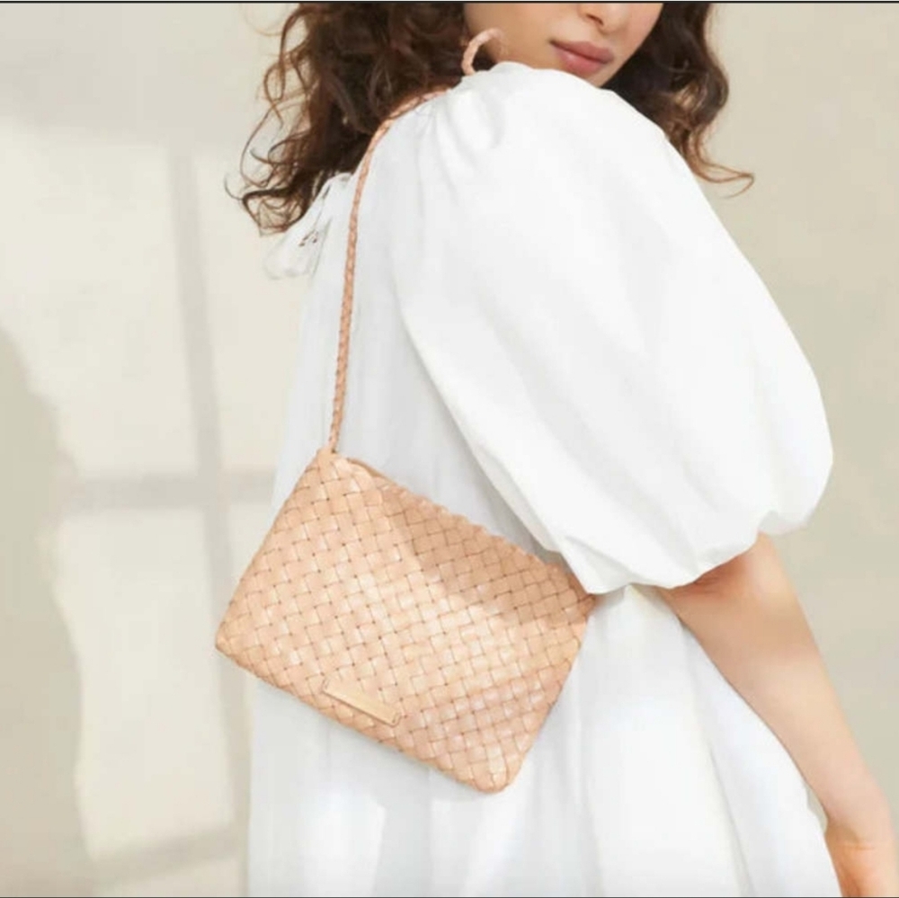 Loeffler Randall ✨️New Marison Desert Sand Woven Flat Crossbody 🌟Sold Out